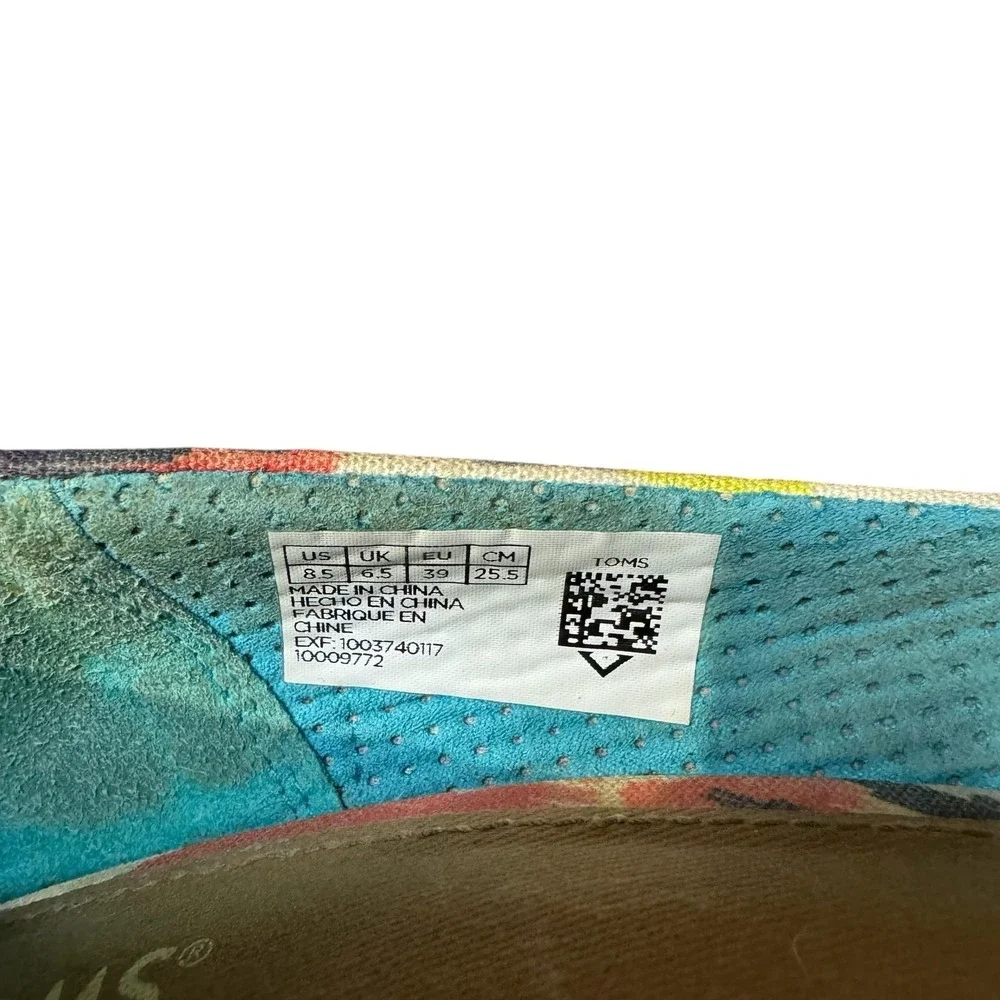 TOMS Shoes Womens Size 8.5‎ Multicolor Floral Peep Toe Cork Platform Wedge Heels